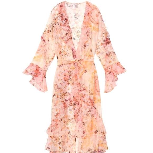 Victorias Secret Ruffle Robe Sheer SZ XS